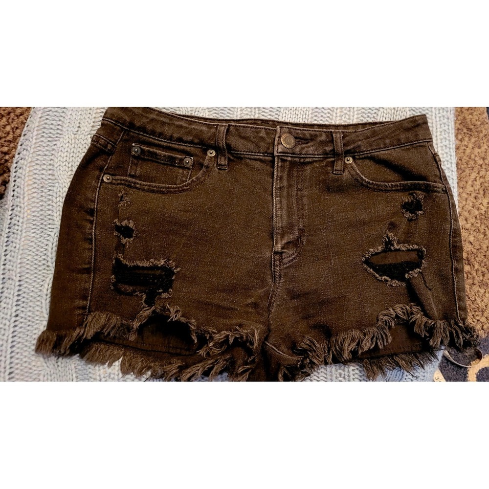 AEROPOSTALE Women's High Wasted Shorty Distressed Jean Shorts - Size 6 - Black